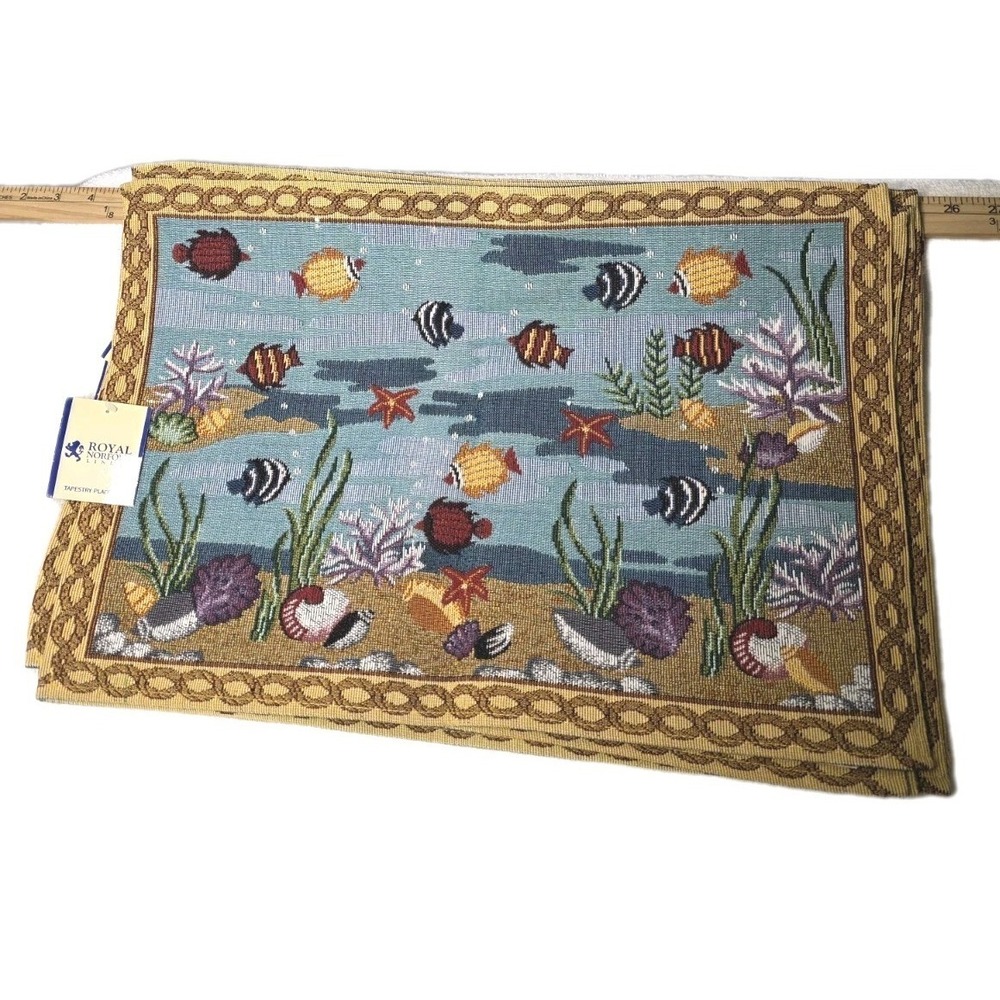 NWT Royal Norfolk Tapestry Placemats Set Of 6 Tropical Beach Fish Coral